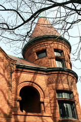 Romanesque Revival Turret and Arch with Decorative Terra Cotta