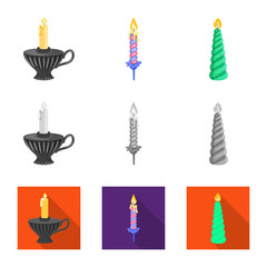 Isolated object of relaxation and flame sign. Collection of relaxation and wax vector icon for stock.