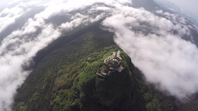 Aerial shot of Sri Pada Adam's Peak Sri Lanka