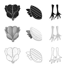 Vector design of product and poultry symbol. Set of product and agriculture    stock vector illustration.