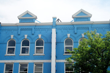 Bl;ue Brick Facade of Commercial Building