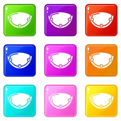 Oval lamp icons set 9 color collection isolated on white for any design