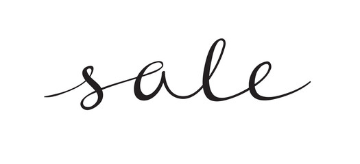 Sale black vector concept. Lettering shopping banner on white background. Season sale offer.