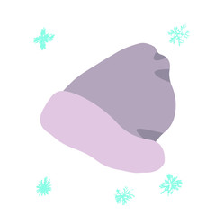 Winter headwear. Beige beanie isolated on white background. Poster design element. 