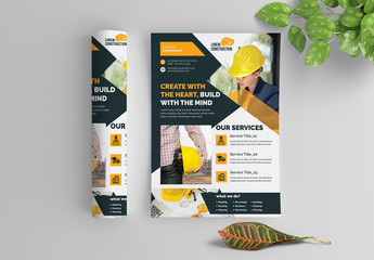 Construction Flyer Layout with Layered Photo Elements