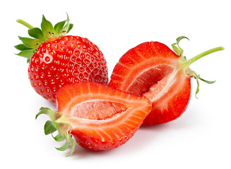 Strawberry isolated on white. Berry in a cut