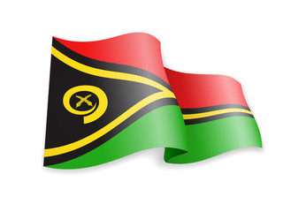 Vanuatu flag in the wind. Flag on white vector illustration