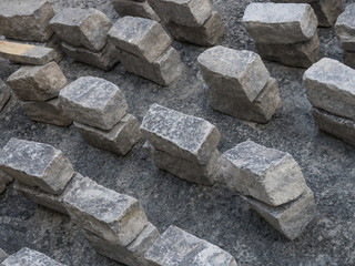Grey stone bricks ready to place