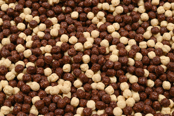 Chocolate corn flakes  as a background.