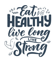 Healthy food lettering for banner design. Organic nutrition eco product. Vector