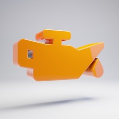 Volumetric glossy hot orange Oil Can icon isolated on white background.