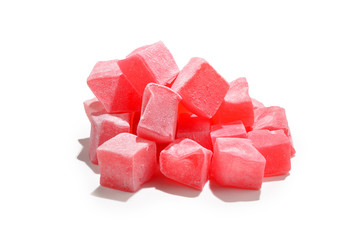 Sweet turkish delight isolated on white background.