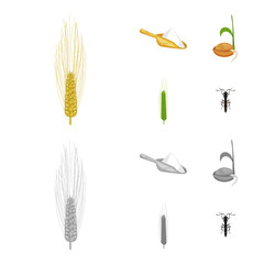 Isolated object of agriculture and farming icon. Set of agriculture and plant  vector icon for stock.