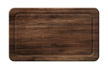 Curved kitchen cutting board made of dark wood