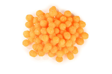 Cheese crunchy balls isolated on white background.