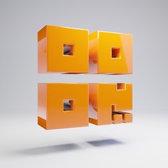 Obraz premium Volumetric glossy hot orange QR-code icon isolated on white background.