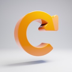 Volumetric glossy hot orange Redo icon isolated on white background.