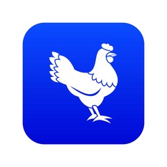 Hen icon digital blue for any design isolated on white vector illustration
