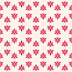 Vector abstract floral geometric seamless pattern. Red and white ornament