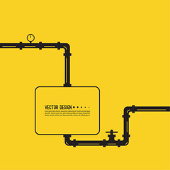 The pipeline with  stopcock, fittings and valves. Vector illustration.