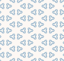 Blue and white geometric seamless pattern with triangles. Minimalist background