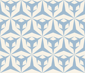 Blue and white vector geometric seamless pattern with hexagonal grid, triangles