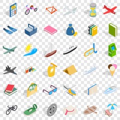 Fototapeta na wymiar Funny icons set. Isometric style of 36 funny vector icons for web for any design