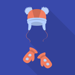 Vector illustration of hat  and pompom sign. Collection of hat  and kids   stock symbol for web.