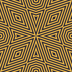 Black and yellow geometric lines seamless pattern. Trendy vector background