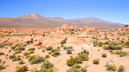 Landscape of high andean mountains of bolivian Altiplano