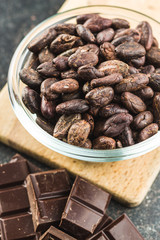 Dark cocoa beans.