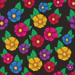 Seamless pattern background with colorful flowers
