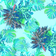 Exotic floral seamless pattern.