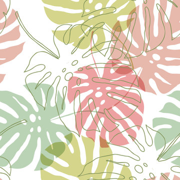 Monstra leaves seamless pattern.