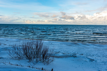 frozen river in winter countryside