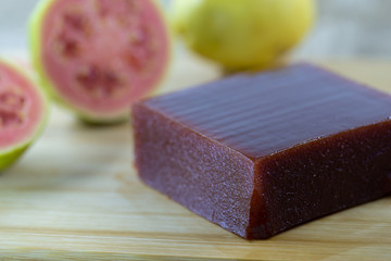 Goiabada, a typical sweet made with guava fruit, common Brazilian sweet in the state of Minas Gerais. Sweet homemade concept and flavor.