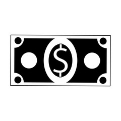 Cash money symbol isolated cartoon in black and white