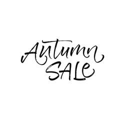 Autumn sale phrase. Hand drawn brush style modern calligraphy. Vector illustration of handwritten lettering. 