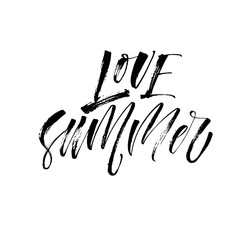 Love summer phrase. Hand drawn brush style modern calligraphy. Vector illustration of handwritten lettering. 
