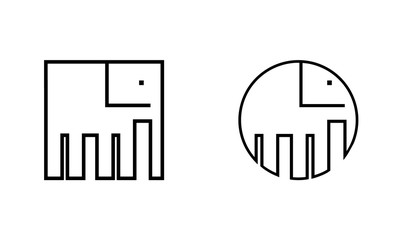 Squared and rounded symbol or sing in shape of elephant icon