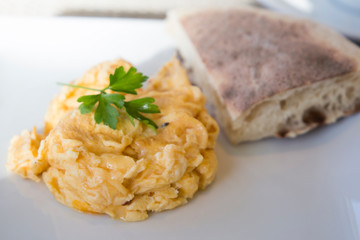 Scrambled eggs with Portuguese bread Azores