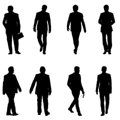 Set silhouette businessman man in suit on a white background
