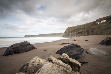Fototapeta na wymiar Amazing sea landscape Moinhos beach Porto Formoso Azores island Portugal