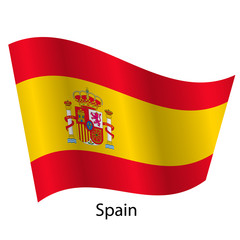 Flag of the country Spain with the signature of the name country