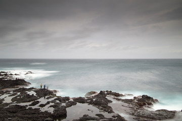 Fototapeta na wymiar Wavy ocean in Mosteiros coast Sao Miguel island Azores archipielago Portugal