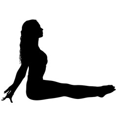 Fototapeta premium Silhouette girl on yoga class in pose on a white background