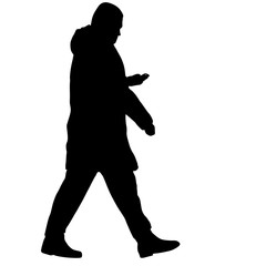 Silhouette man standing, people on white background