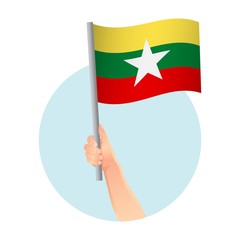 Myanmar flag in hand icon