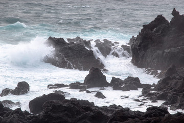 Storm over Termas de Ferraria in Sao Miguel island Azores Portugal