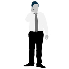 Silhouette businessman talking on the phone, a white background